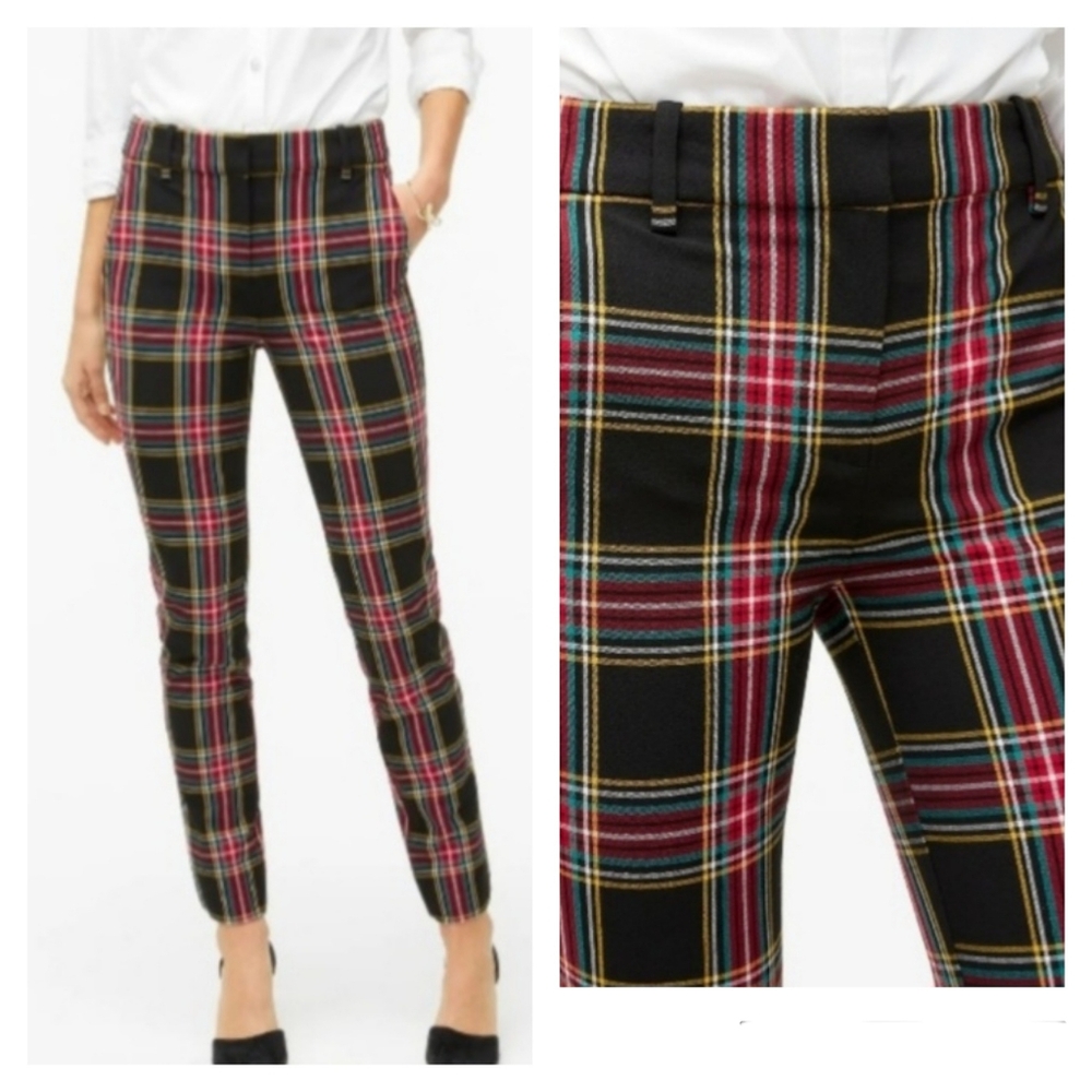 J. Crew Ruby Full Length Plaid Pant Size 8 Stretch Twill Holiday